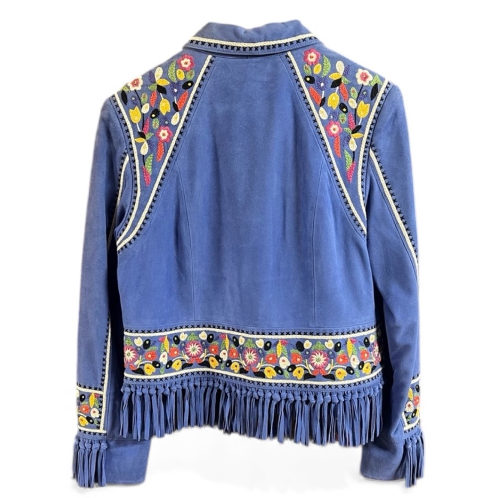 Double D Ranch Justyna heavily embroidered fringed suede jacket NWT - Picture 4 of 12